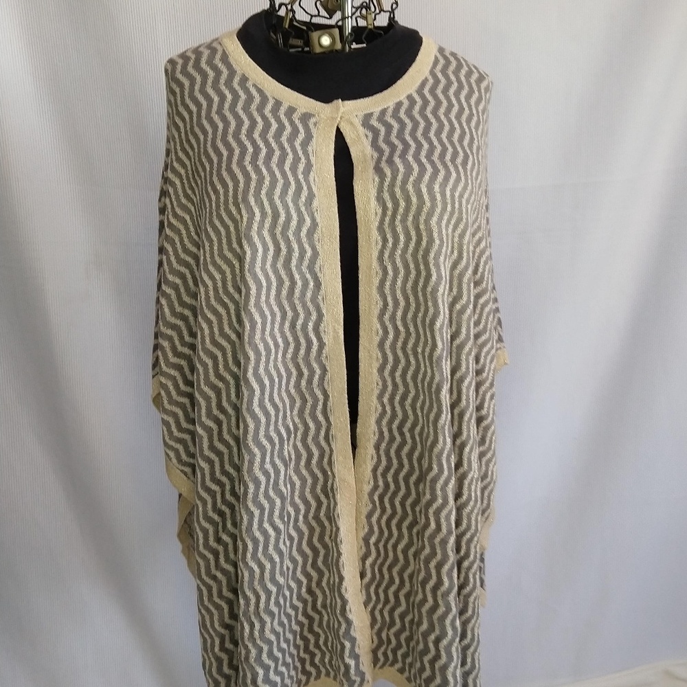 Chico's sparkling gold thread cape/open cardigan